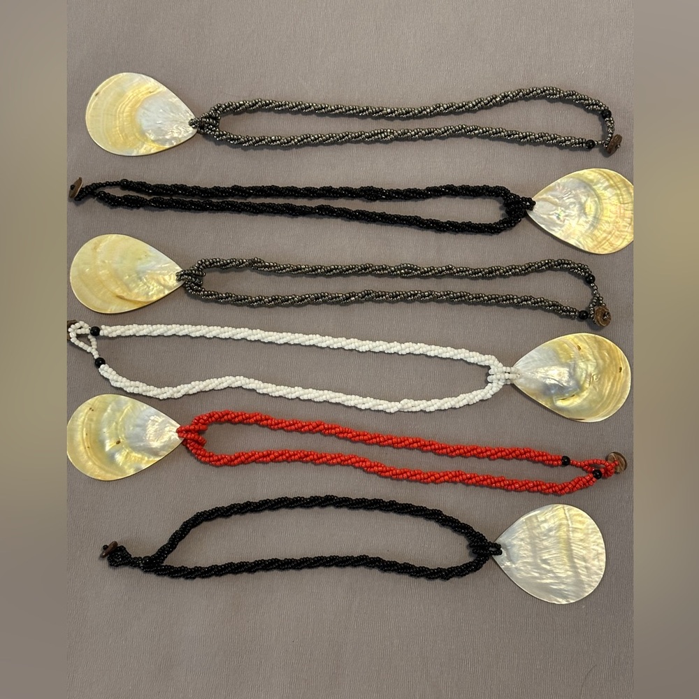 Lot of 7 Beaded Necklaces with Shell Pendants NWOT